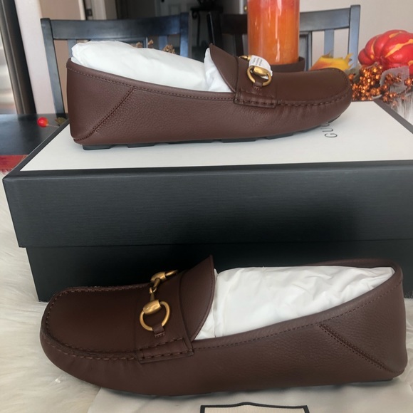 Men’s Gucci Hebron Brown Leather Horsebit Drivers/Loafer size 7 - Picture 6 of 10